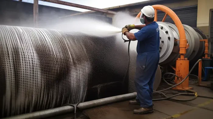 High pressure water jet cleaning of industrial tubes
